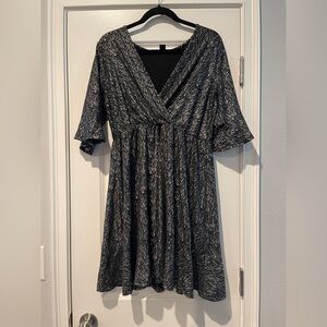 Chic Black and Silver  Midi Dress